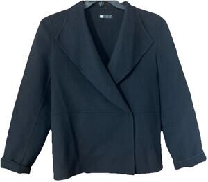 Carole Little Womens Black 100% Wool Button Cardigan Blazer Sweater Jacket Large